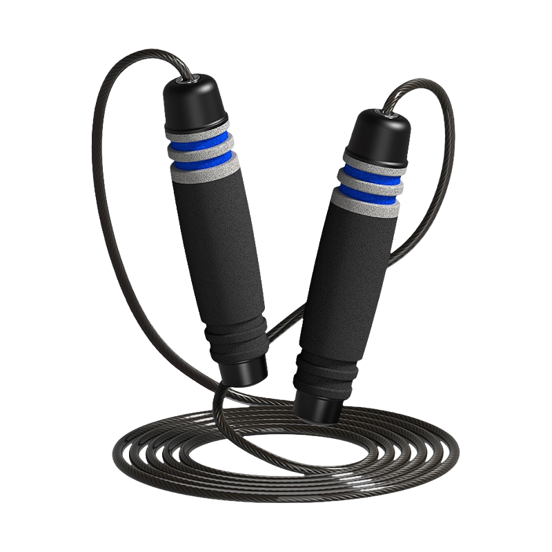 حبل القفز TS-3 برأس واحد/7 أخاديد على شكل أسطوانة بمقبض إسفنجي للبالغين
