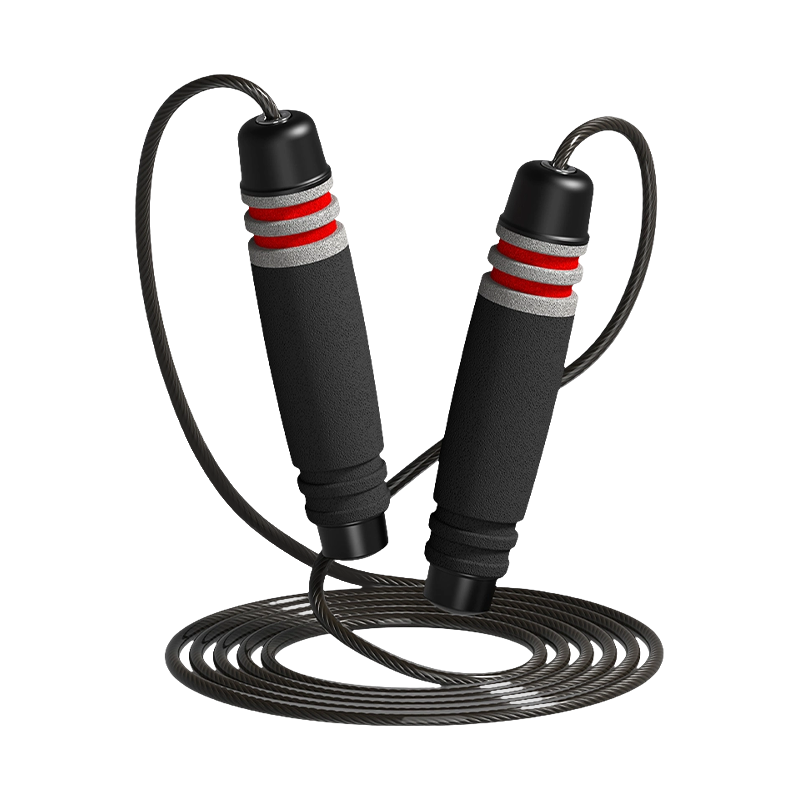حبل القفز TS-3 برأس واحد/7 أخاديد على شكل أسطوانة بمقبض إسفنجي للبالغين