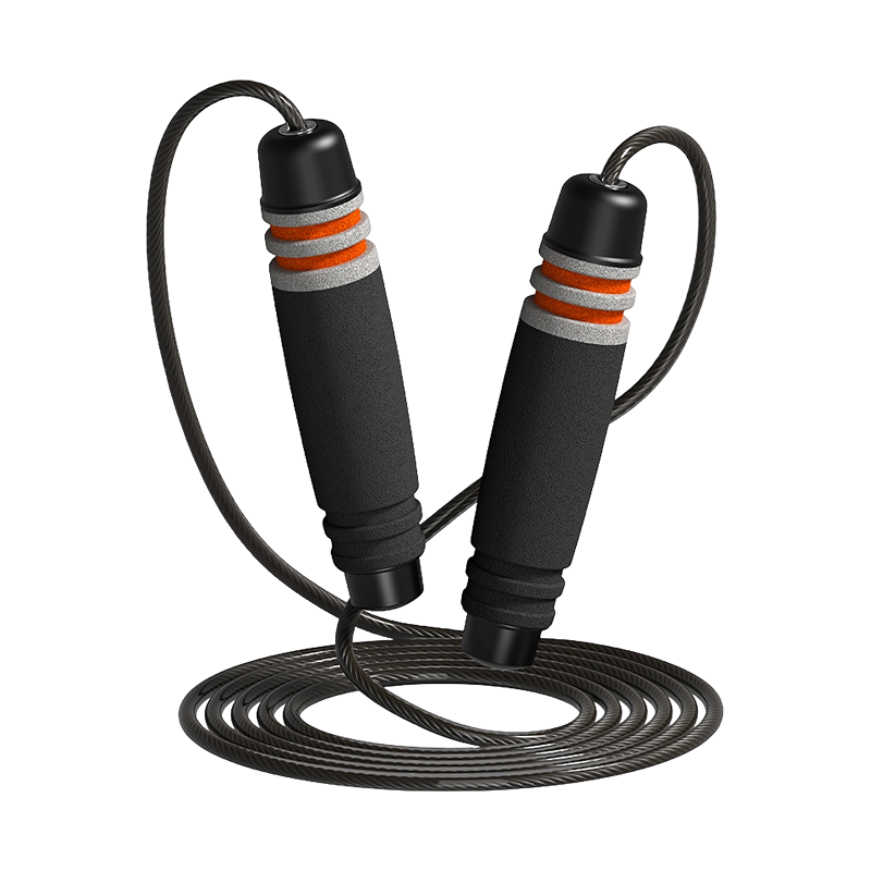حبل القفز TS-3 برأس واحد/7 أخاديد على شكل أسطوانة بمقبض إسفنجي للبالغين