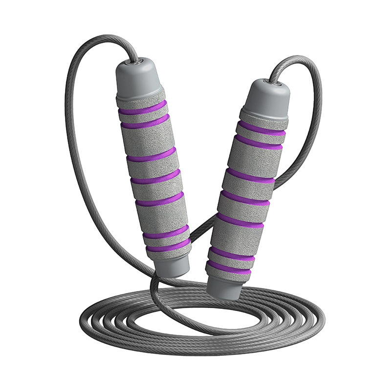 حبل القفز TS-3 برأس واحد/7 أخاديد على شكل أسطوانة بمقبض إسفنجي للبالغين